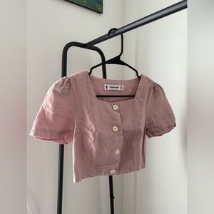 Light pink square neck cropped top